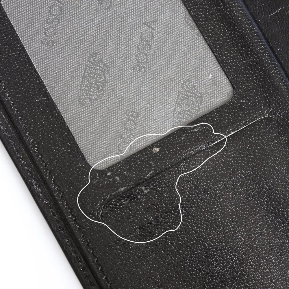 Bosca Wallet with Check Book Holder Black Leather Trifold Vintage